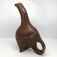 Sculptural Large Brown Pottery Pitcher with Long Neck