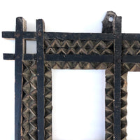Painted Chip Carved Antique Tramp Art Double Frame