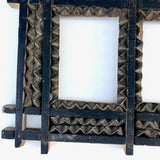 Painted Chip Carved Antique Tramp Art Double Frame