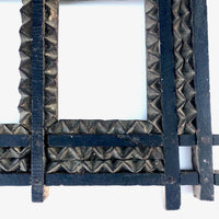 Painted Chip Carved Antique Tramp Art Double Frame