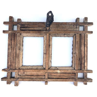 Painted Chip Carved Antique Tramp Art Double Frame