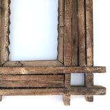 Painted Chip Carved Antique Tramp Art Double Frame