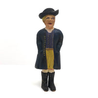 Vintage Painted Folk Art Carving of Colonial Era Figure