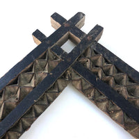 Painted Chip Carved Antique Tramp Art Double Frame
