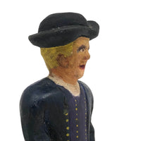 Vintage Painted Folk Art Carving of Colonial Era Figure