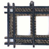 Painted Chip Carved Antique Tramp Art Double Frame