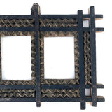 Painted Chip Carved Antique Tramp Art Double Frame
