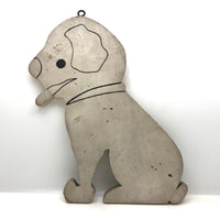 Blind Old Wooden Cutout Folk Art Dog