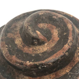 Very Old Small Painted Clay Spiral or Snake Lid
