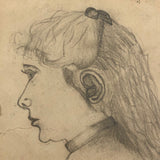 Pencil Drawing of Marthe in Profile on French Furniture Shop Card