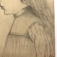 Pencil Drawing of Marthe in Profile on French Furniture Shop Card