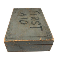 Old Hand-Painted First Aid Box with Carved Lettering Too