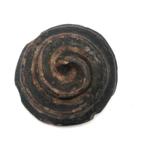 Very Old Small Painted Clay Spiral or Snake Lid
