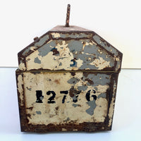 Big Old Metal Tool Box with Chippy Red and Cream Paint