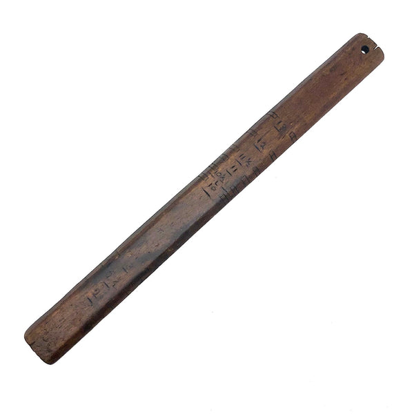 Old Make Do Ruler with Hand-Carved Numbers - Presumed for Liquid Measure