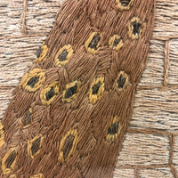 Folky Antique Crewelwork Perched Peacock with Birds and Ivy