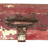 Big Old Metal Tool Box with Chippy Red and Cream Paint