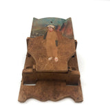 Unusual Hand-painted Old Wooden Pop-Out Wall Holder with Figure, Bridge, Mountains