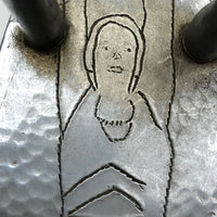 Wonderful Trench Art Iron Rest with Diving (?) Woman on the Underside