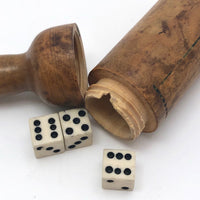 Miniature Antique Treen Bottle Shaped Dice Holder