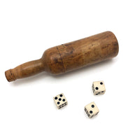 Miniature Antique Treen Bottle Shaped Dice Holder