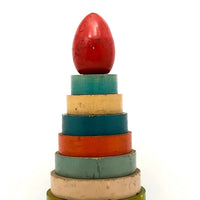 Stunning 1930s Russian Wooden Stacking Toy in Best Palette Ever