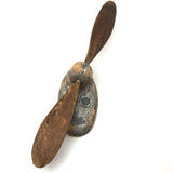 Cool Hand-carved, Silver Painted  Wooden Propeller
