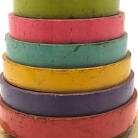 Stunning 1930s Russian Wooden Stacking Toy in Best Palette Ever