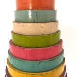 Stunning 1930s Russian Wooden Stacking Toy in Best Palette Ever