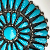 Navajo Cluster Design Turquoise and Sterling Silver Pin or Pendant