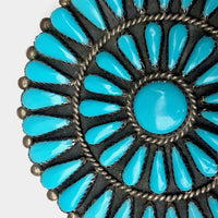Navajo Cluster Design Turquoise and Sterling Silver Pin or Pendant