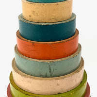 Stunning 1930s Russian Wooden Stacking Toy in Best Palette Ever