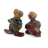 Marvelously Colorful Pair of Sculpted Clay Figures