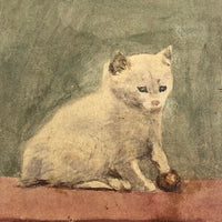 Marvelous Handmade Victorian Needle Book with Watercolor Cat Cover