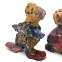 Marvelously Colorful Pair of Sculpted Clay Figures