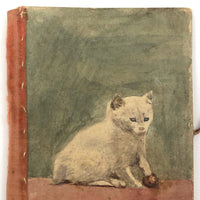 Marvelous Handmade Victorian Needle Book with Watercolor Cat Cover