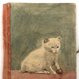 Marvelous Handmade Victorian Needle Book with Watercolor Cat Cover