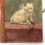 Marvelous Handmade Victorian Needle Book with Watercolor Cat Cover