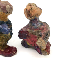 Marvelously Colorful Pair of Sculpted Clay Figures