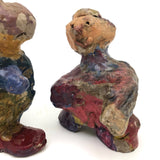 Marvelously Colorful Pair of Sculpted Clay Figures