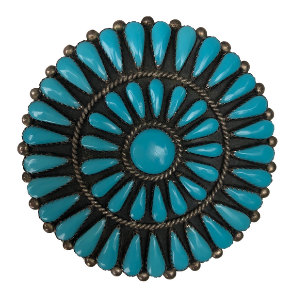 Navajo Cluster Design Turquoise and Sterling Silver Pin or Pendant