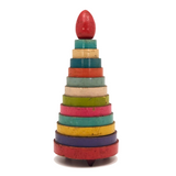 Stunning 1930s Russian Wooden Stacking Toy in Best Palette Ever