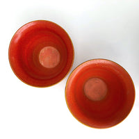 Japanese Art Deco Tiered Orange Ceramic Planters - a Pair