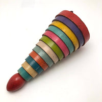 Stunning 1930s Russian Wooden Stacking Toy in Best Palette Ever
