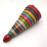 Stunning 1930s Russian Wooden Stacking Toy in Best Palette Ever