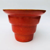 Japanese Art Deco Tiered Orange Ceramic Planters - a Pair