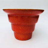 Japanese Art Deco Tiered Orange Ceramic Planters - a Pair
