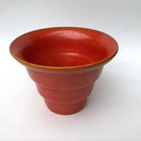 Japanese Art Deco Tiered Orange Ceramic Planters - a Pair