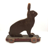 Old Handmade Brown Rabbit (Hare) Pull Toy
