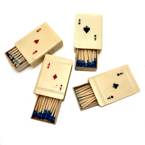 Celluloid Four Aces Match Covers Set with Original Matches